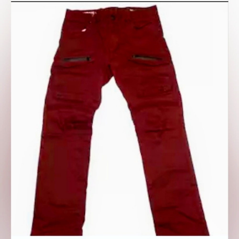 SMOKE RISE Burgundy Moto Skinny Jeans Size 40/34 - RN #82930 PRE-OWNED